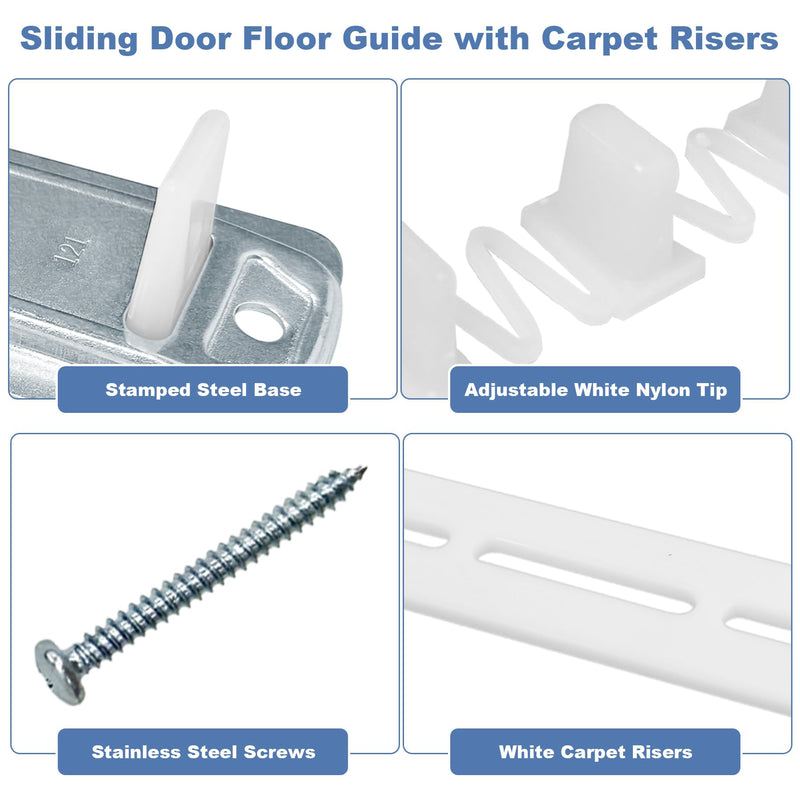 Sliding Closet Door Floor Guides with Carpet Risers,Closet Door Floor Guide Compatible with Prime-Line N 6560 Fits 3/4" to 1-3/8" Doors (8 Pack) 8 Pack