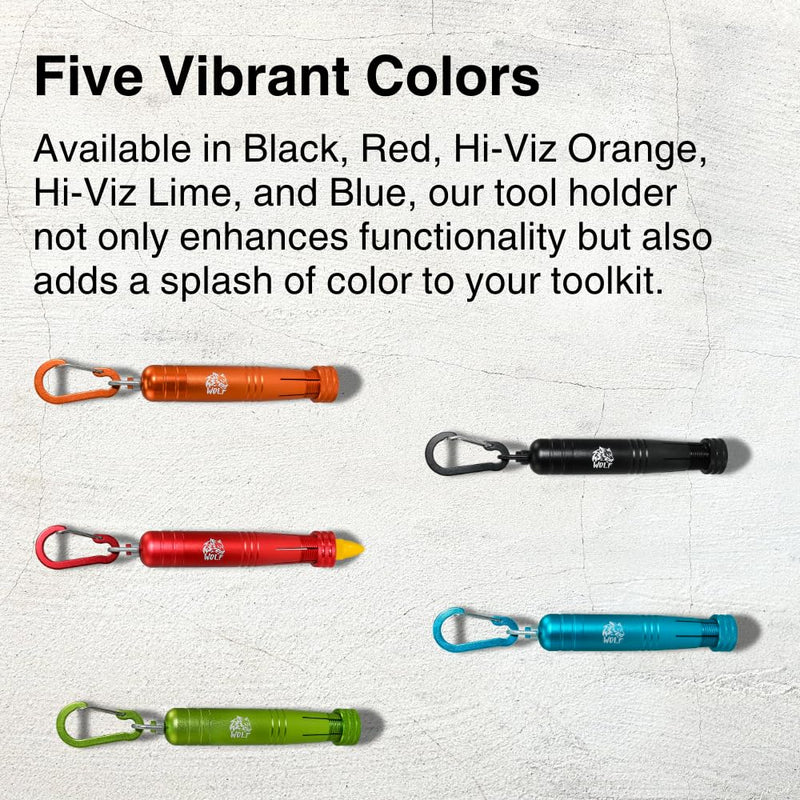 WOLF Metal Lumber Keel Crayon Holder | ½’’ Round or Hexagonal | Ferro Rod | Ambidextrous & Contoured Grip Handle | Construction Carpenter Hi-Viz Lime