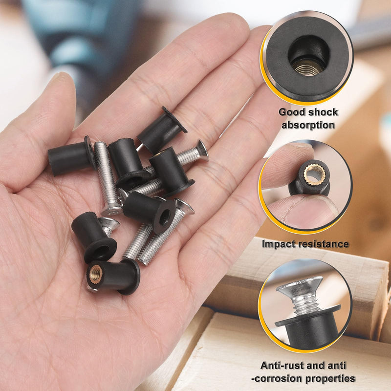uxcell 72 Pairs M4 M5 M6 Neoprene Well Nuts with Stainless Steel Screw, Rubber Well Nuts Kit Brass Copper Bolt, Universal Motorcycle Fasteners for Kayak Boat Windscreen
