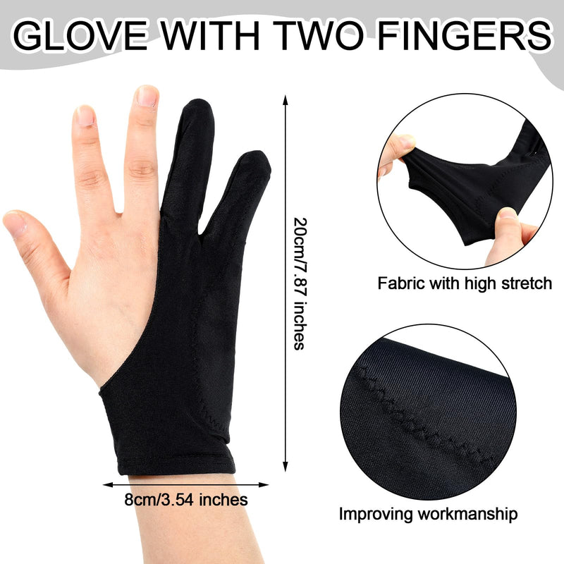 Silipull 12 Pcs Drawing Glove Artist Glove for Drawing Tablet Two Fingers