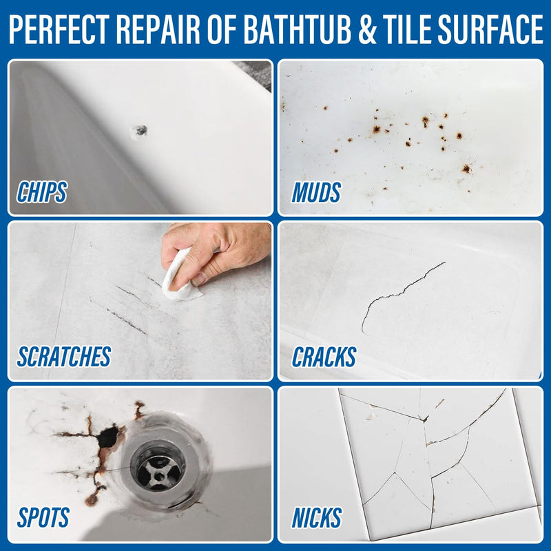 Specialty Tub and Tile Paint, High-Gloss White Tub Paint for Bathtub, Quick-Dry Porcelain Paint for Scratches & Chips on Porcelain, Acrylic, Enamel, Cast Iron, Tubs, Sinks, Tiles and Toilets No. 01 Gloss White