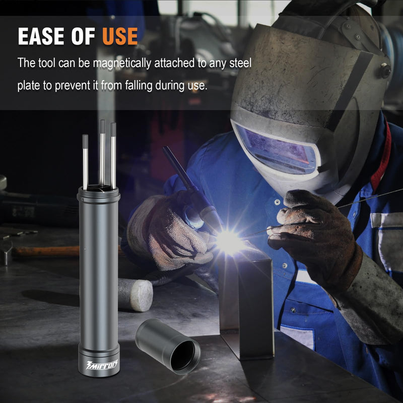 3mirrors Tungsten Holder -Tungsten Electrode Storage Solution with 3 Section Divider & Magnetic Base,TIG Welding Accessories,Titanium Gray Titanium Gray
