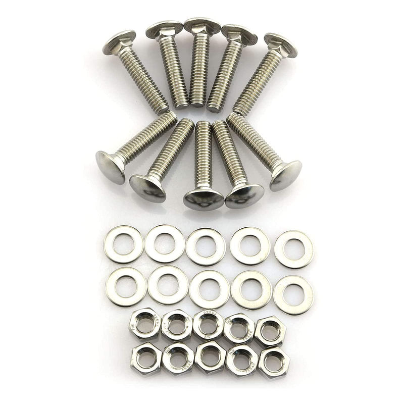 20 Sets Long Square-Neck Carriage Bolts Set,Carriage Bolts Set w/Nuts & Flat Washers,Zinc-Plated,Carbon Steel Grade 4.8,Plain Finish,Fully Threaded(M8-1.25X40mm) M8-1.25X40mm（20 Sets）