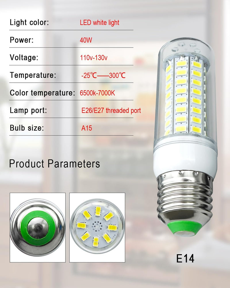 Refrigerator LED Waterproof Lamp Light Bulb Fit for Sub Zero E26, 40W Glass Lamp Bulb Daylight White Bulb Freezer Refrigerator Replace 7006999, 4 Pack