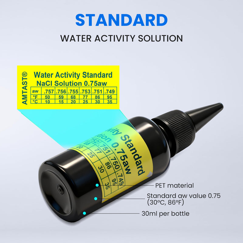 0.75AW Standard Water Activity NaCl Solution Used for Water Activity Meter Calibration 30ML Water Activity Standard Solution with 25°C (77°F) Standard AW Value (Model WA-60AC)