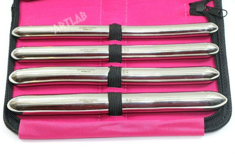 Premium German Hegar Dilator Sounds Set 9 Pcs Ultra Smooth Finish Double Ended, Stainless Steel,Temperature Control,Autoclavable,Compact Storage Case.