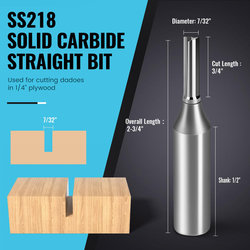 Replacement for White-Side Router Bits with 7/32-Inch,15/32-Inch, & 23/32-Inch Cutting Diameter with 1/2-Inch Shank, Plywood Dado 3 Piece Set Five-Year Warranty