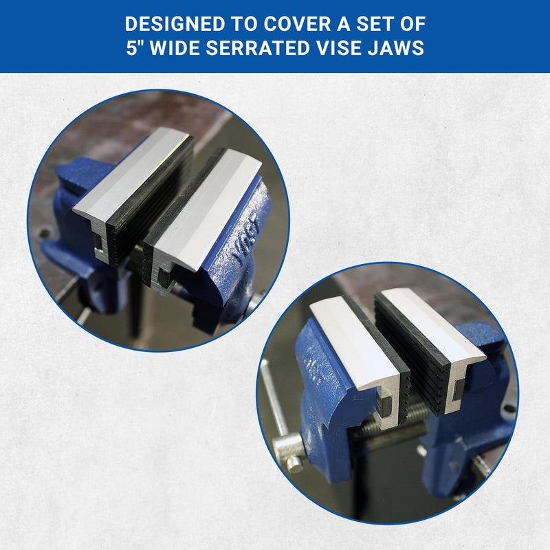 Yost Tools Universal 5" Magnetic Aluminium Vise Jaw Caps - Smooth Serrated - No Bolts Needed (1 Pair)