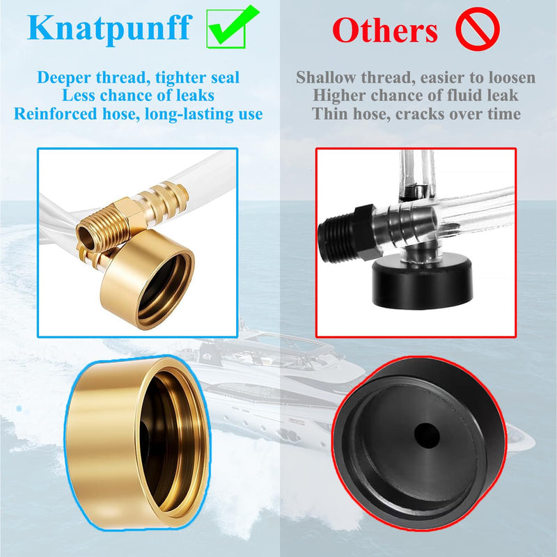 Seastar Hydraulic Steering Bleed Kit ，Leak-Proof & Quick Connection， Marine Bleeder Tool for Boat Steering Systems，Upgraded Cap Thread for Bottle Has Seal and Prevent Leaks Fluid-Brass1