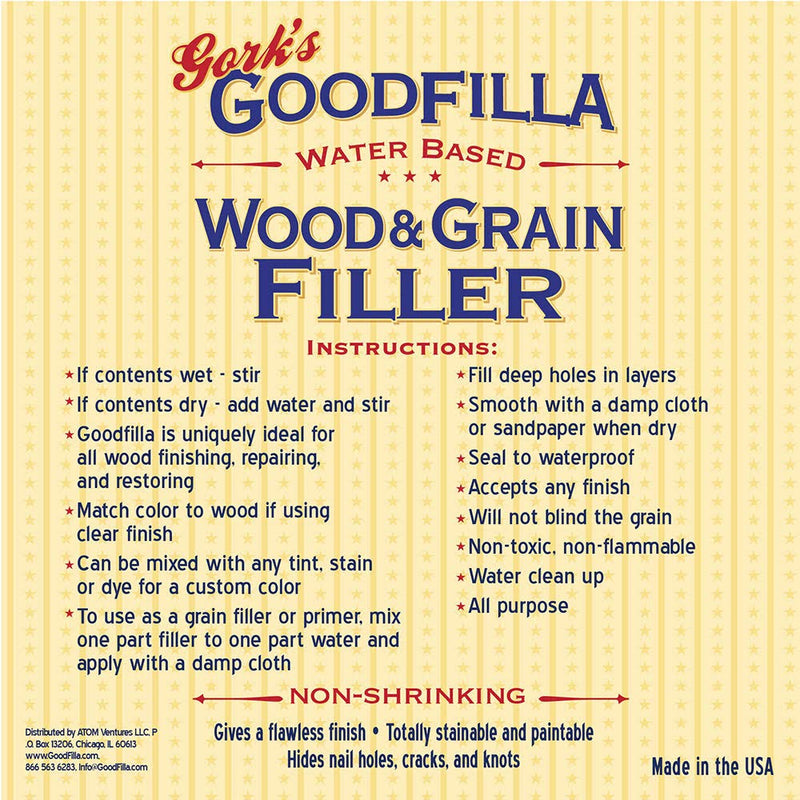 Water-Based Wood & Grain Filler - White Oak - 8 oz By Goodfilla | Replace Every Filler & Putty | Repairs, Finishes & Patches | Paintable, Stainable, Sandable & Quick Drying