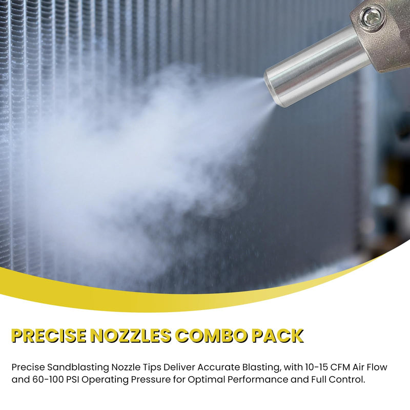 Sandblaster Nozzle Universal Wear-Resistant and Rust-Proof Steel Combo Pack, Silver Sandblasting Nozzle Tips Fit Most Siphon Sandblasting Guns, Enhance Blasting Efficiency and Durability