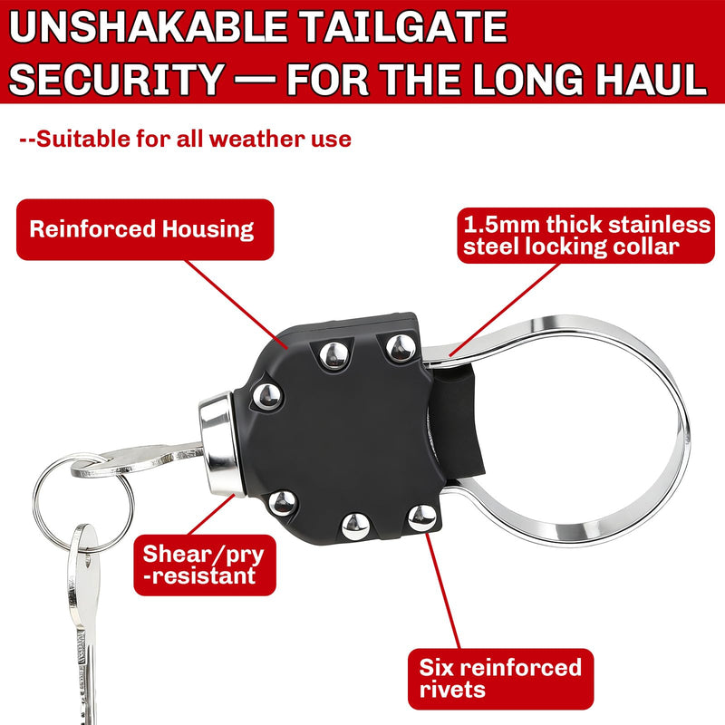 Universal Tailgate Lock for Trucks, Tailgate Anti-Theft Lock Fit for Toyota Tacoma, Quick Install with Keys, Tailgate Security Accessory