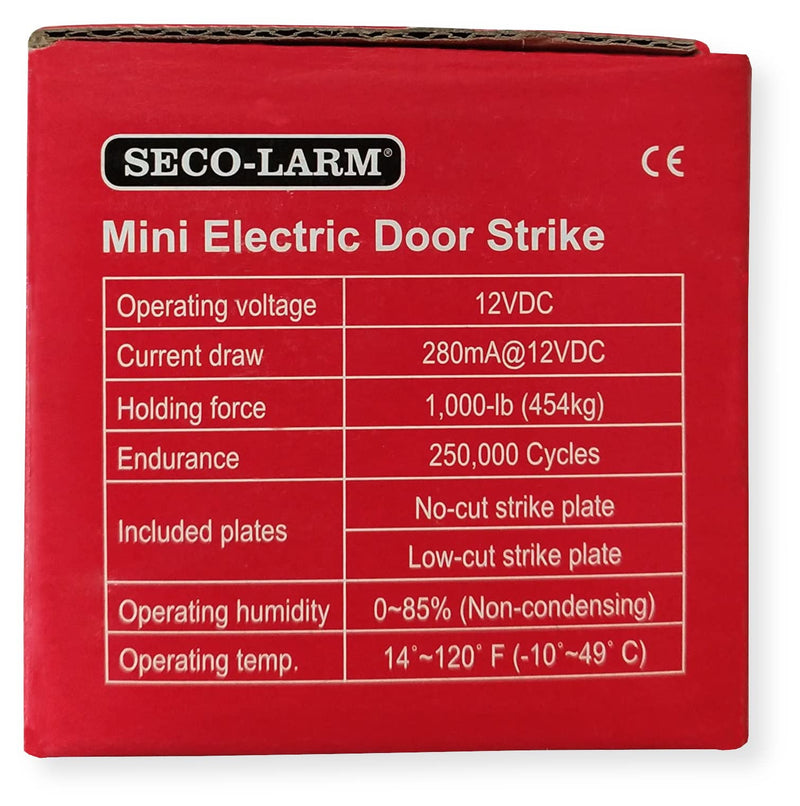 Seco-Larm SD-991A-D1Q Mini No-Cut Electric Door Strike For Indoor Use, Converts Cylindrical Lock Sets Into an Electronic Access-controlled Locking System, Stainless Steel Keeper Pack of 1