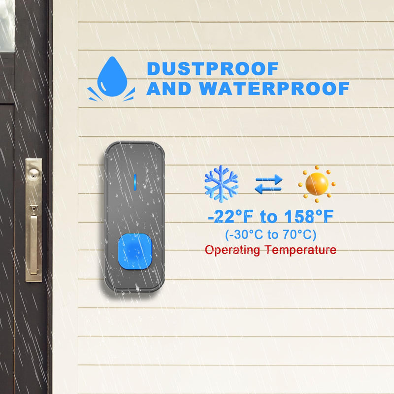 SURFOU Wireless Doorbell Kit for Homes -1300ft Range, Waterproof, 55 Melodies with LED Flash, 1 Push Button & 3 Plugin Receivers 1 Button+3 Receivers