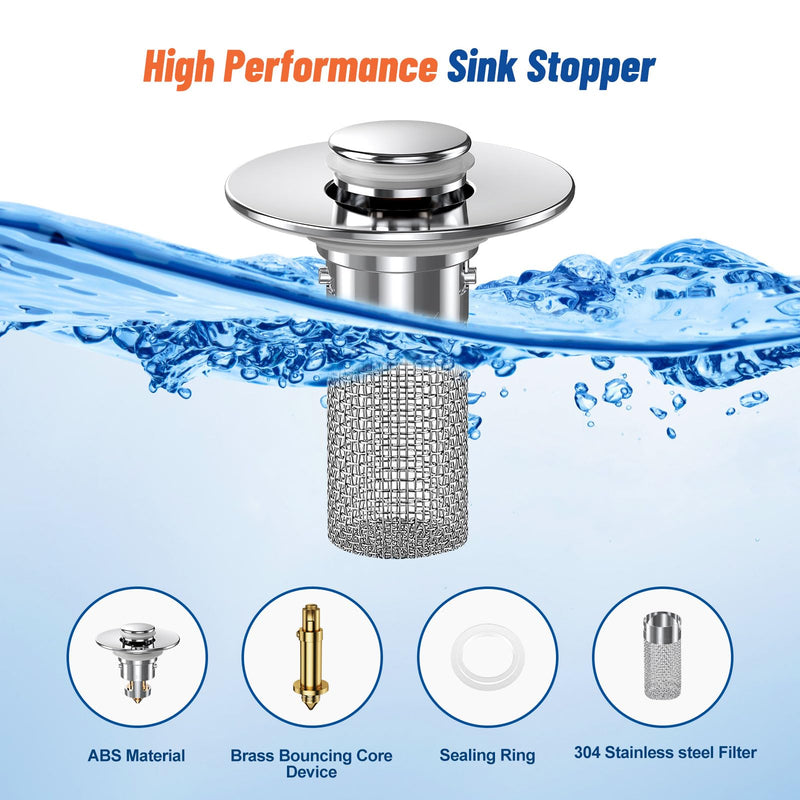 2PC Bathroom Sink Stopper Hair Catcher, Pop Up Sink Drain Filter with Removable Stainless Steel Filter Basket Hair Catcher, for US Bathroom Sink Stopper Replacement.