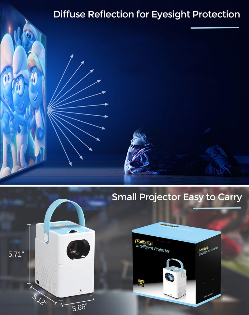 Portable Projector 1080P PHD Home Projector Video 720P Small Projector for TV Stick/Laptops/PC/HDMI/USB