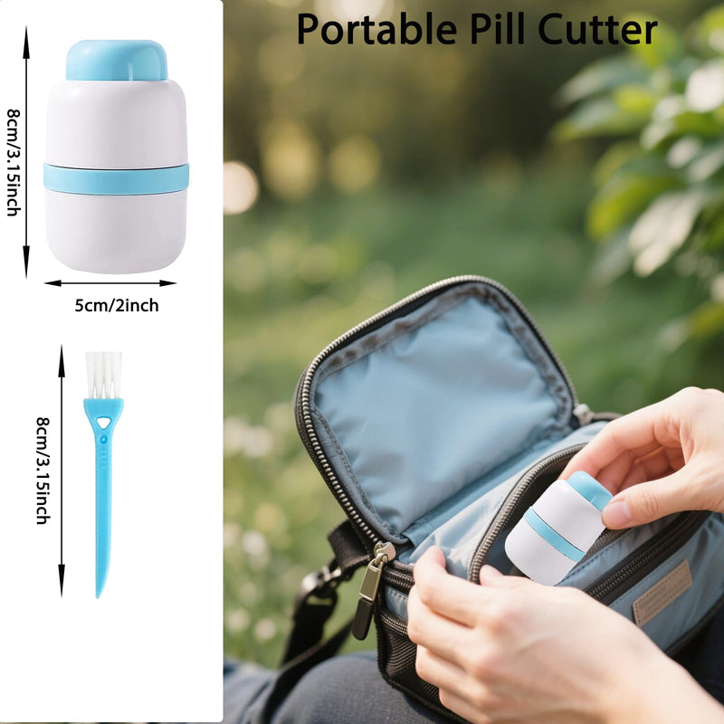 1/4 Pill Cutter with Storage, Professional 1/2 Pill Splitter for Small or Large Pills, Precise & Easy Stainless Steel Blade(Blue) Blue