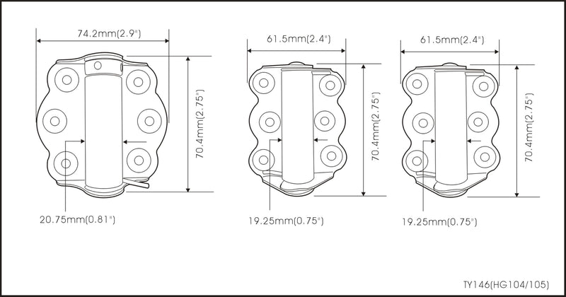 QCAA Door Spring Hinges, 2-3/4", Set of 2 Self Closing and 1 Adjustable Self Closing Hinge, Zinc Plated, 4 Set, Made in Taiwan