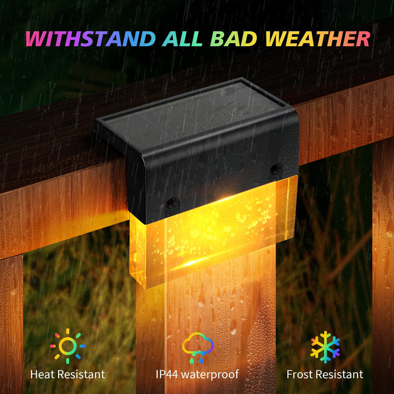 SUNFACE 8 Pack Solar Step Lights, 2 Modes - Acrylic Bubbles LED Super Bright Waterproof Solar Deck Fence Step Pool Backyard Decor (Warm White/7 Color)