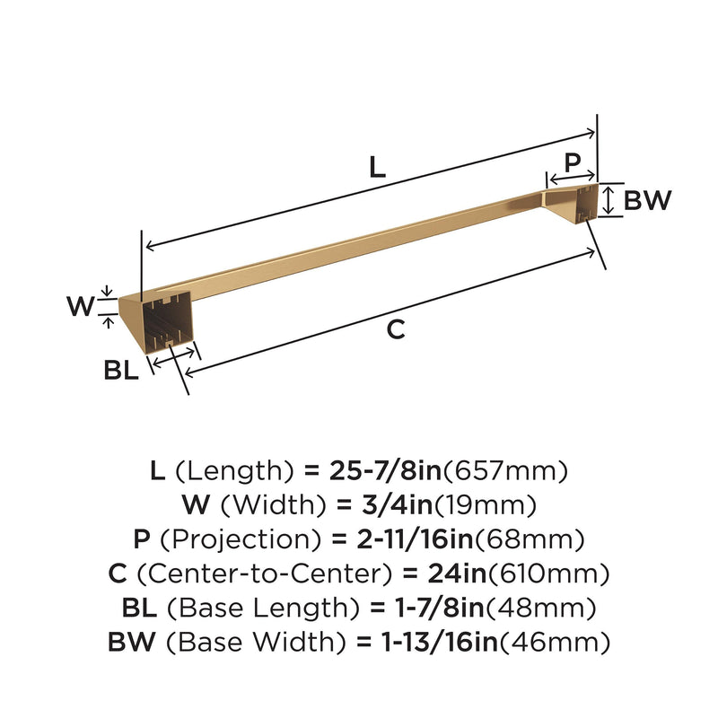 Amerock BH36004CZ | Champagne Bronze Towel Bar | 24 inch (610 mm) Center-to-Center Towel Rack | Blackrock | Bathroom Towel Holder | Bathroom Hardware | Bath Accessories