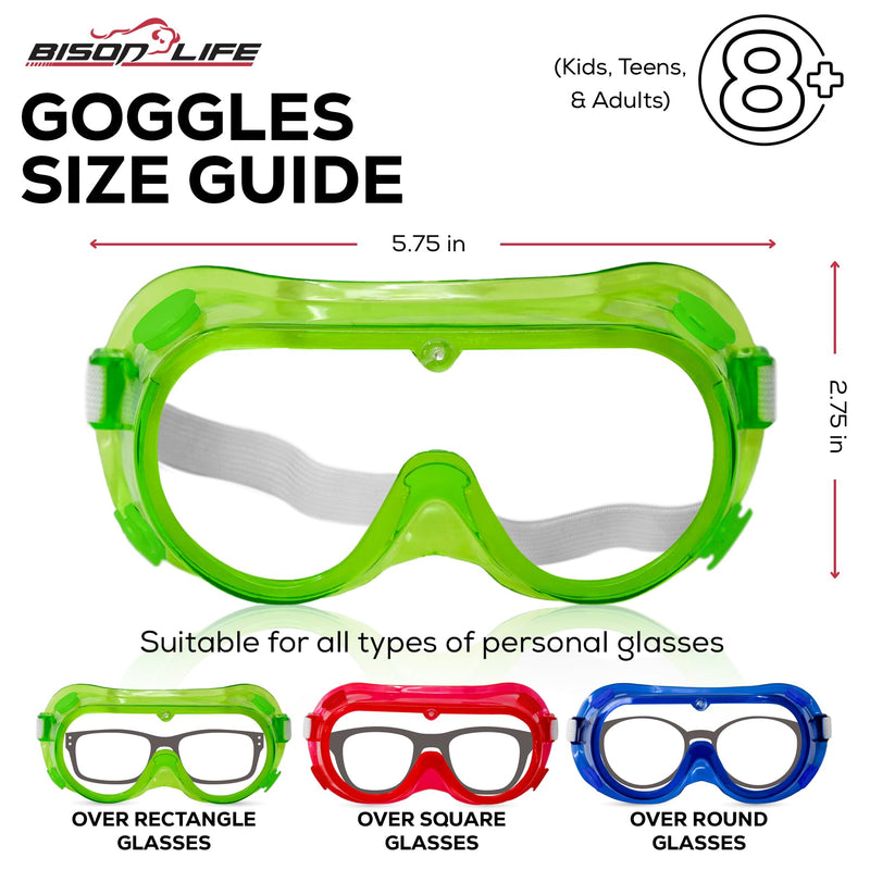BISON LIFE Kids Safety Glasses, Bulk Kids Protective Glasses ANSI Z87.1 Safety Glasses for Kids, Science Safety Goggles Pack 6