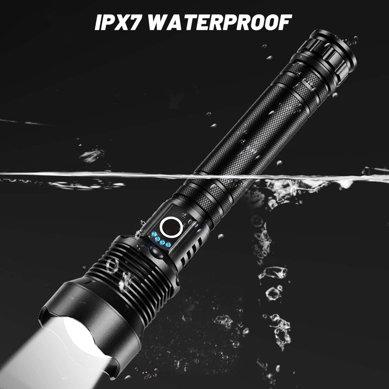 Rechargeable Flashlights 90,000 Lumens, Super Bright LED Flashlight High Lumens with USB Cable, 5 Modes Waterproof Flashlight Powerful Flash Light for Home Camping Hiking
