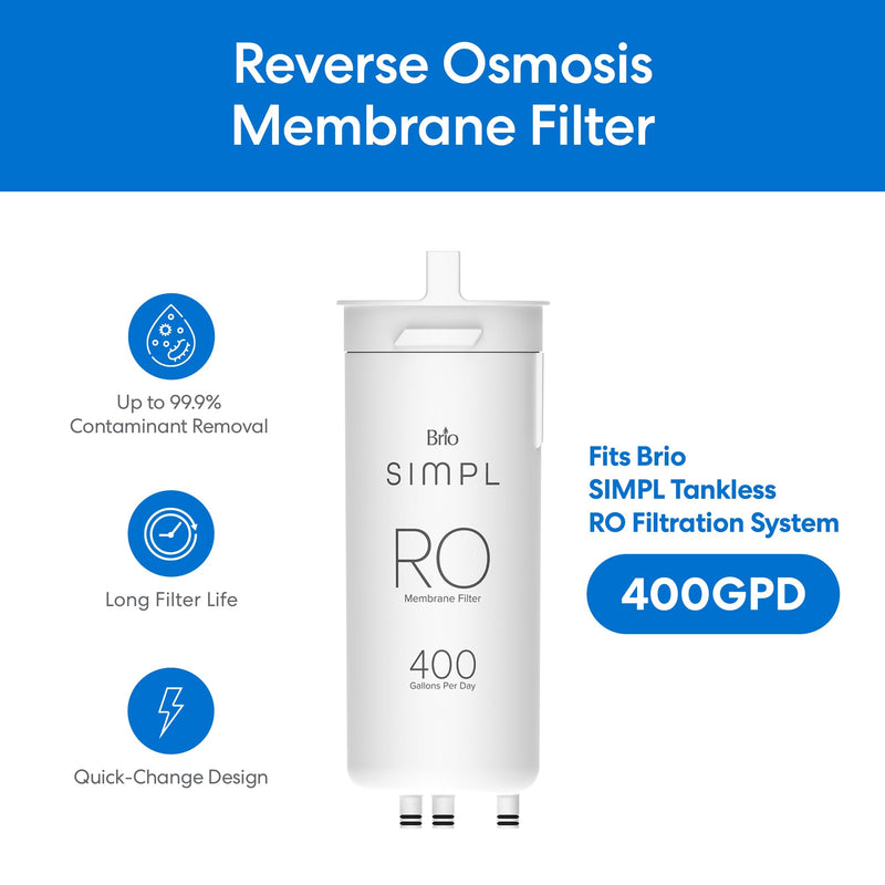 Brio RPFTROM400RO Reverse Osmosis RO Replacement Membrane Filter for Brio SIMPL TROM400STD Under Sink Water Filter System