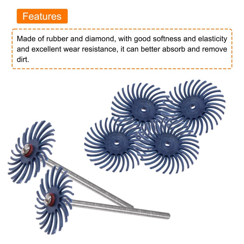 HARFINGTON 30pcs Radial Bristle Disc Set 1" 120 Grit Detail Abrasive Brush Kit Gap Polishing Wheel Assortment with 1/8" Mandrels Shank for Jewelry Wood Metal Polishing Cleaning, Blue
