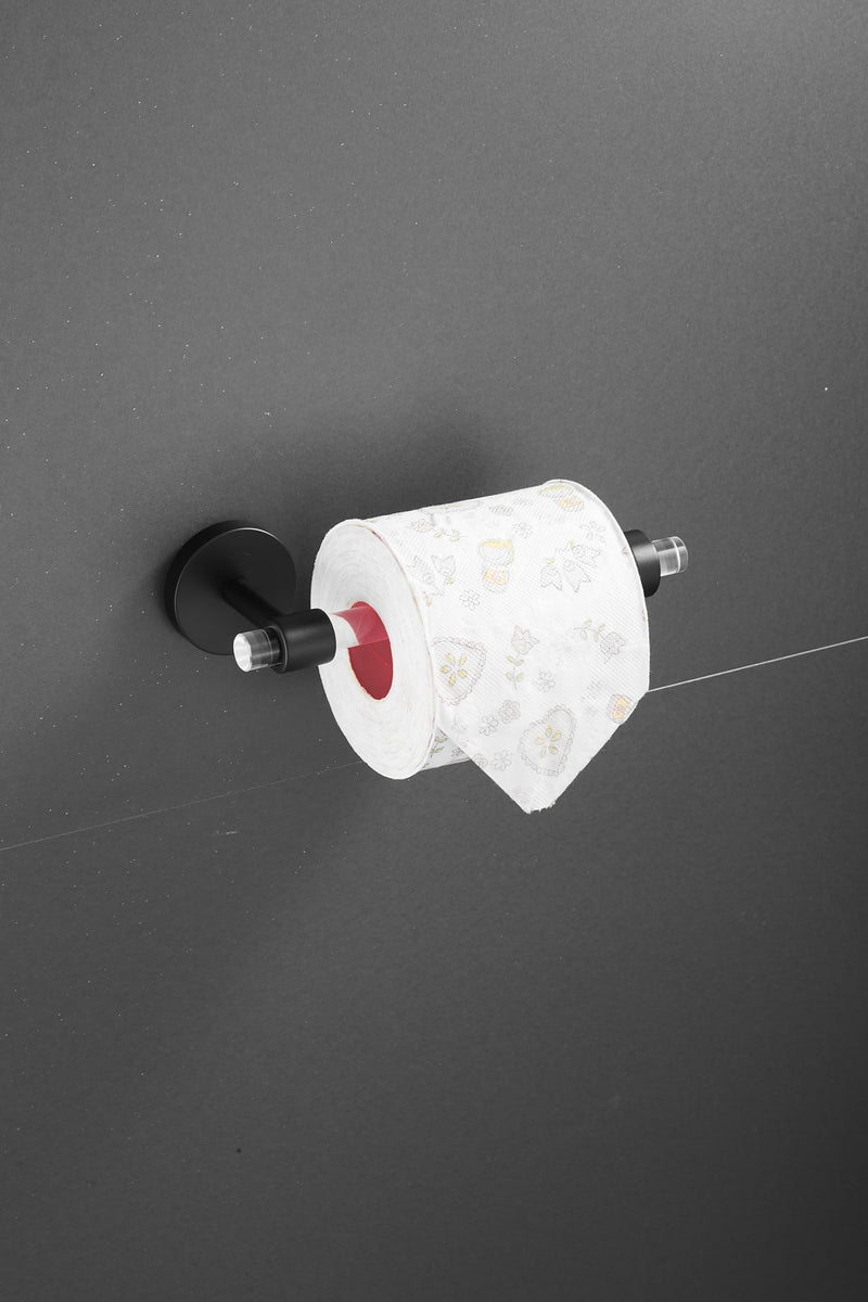 Black Acrylic Bathroom Accessories Set, Including a wall-Mounted Towel bar, Towel Ring, Toilet Paper Holder, and Robe Hook. A 4-piece Modern Acrylic Bathroom Hardware Fixture Set. Black Set