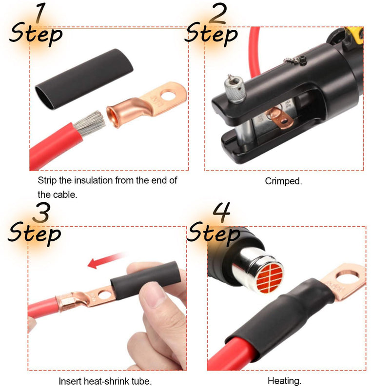 16Pcs 4/0 AWG 5/16" Stud Heavy Duty Copper Wire Lugs with 16Pcs Heat Shrink Tubing 4/0 Gauge Copper Ring Terminals Battery Cable Ends Bare Copper Eyelets Tubular Ring Terminal for Car Boat Marine 4/0 AWG - 5/16'' Ring Gold