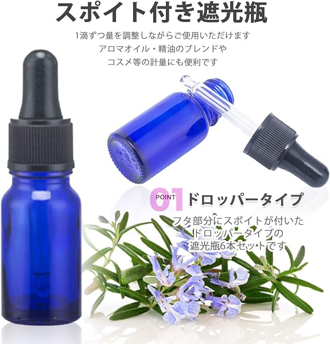 HIRAISM Light Filtering Jar with Eyedropper, 0.7 fl oz (20 ml), Aroma Oil, Essential Oil, Refill, Storage, Glass, Set of 12 (Blue) - NewNest Australia