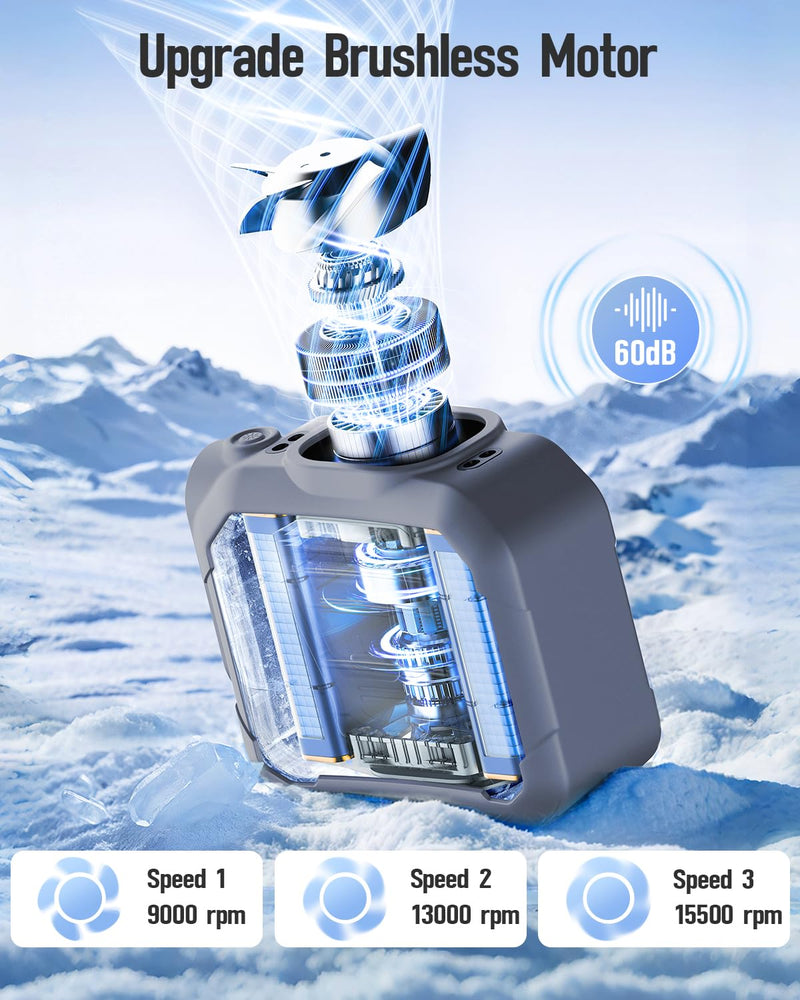 SWEETFULL Portable Waist fan, 10000mAh Personal Fan Rechargeable with Belt, 15500RPM Clip on Fan with LED SOS & Flashlight, 3 Speeds Battery operated 24H RunTime for Jobsite Outdoor Travel (Grey) Grey