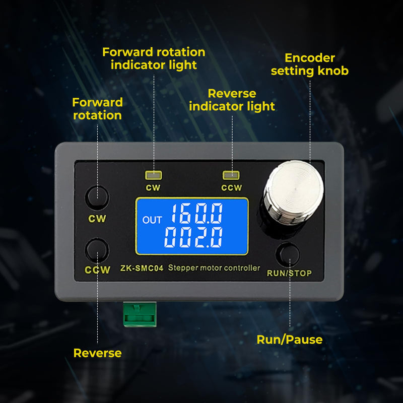 SMC04 Stepper Motor Driver Controller, 6.6A Forward/Reverse Speed Control, DC 10-30V for Nema 17/23/34 (42/57/86 Motors) 200KHZ Pulse, 8-64 Micro-Step, TTL Serial Communication