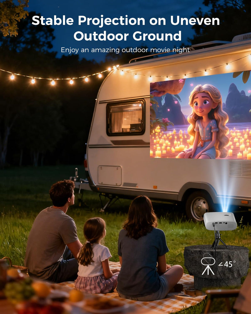 ELEPHAS Mini Projector for iphone, Portable Projector with Tripod, 1080P HD Outdoor Projector, Movie Projector Compatible with Android/iOS/Windows/TV Stick/HDMI/USB BL128MINI