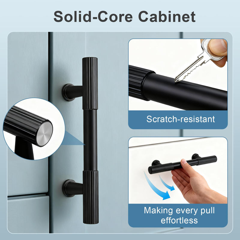 KNOBWELL 20 Pack 3 inch Black Cabinet Pulls - Solid Black Cabinet Handles, Fade-Resistant Surface - Drawer Pulls Kitchen Hardware for Modern Dresser Cupboard Furniture 3inch(76mm)