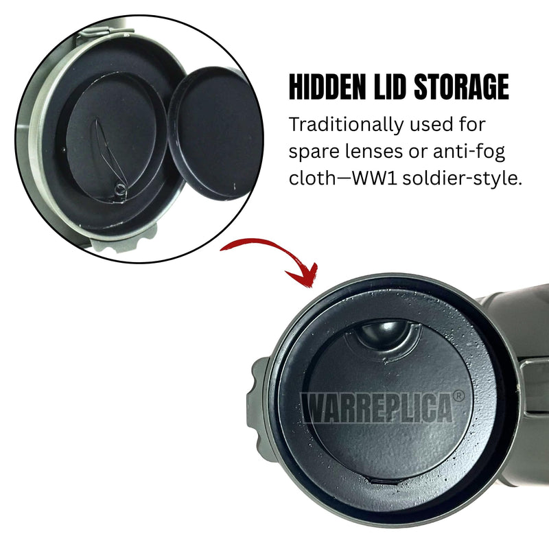 warreplica WW1 German M1916 Gas Mask Canister|Authentic Reproduction WWI Metal Respirator Tin Carrier Case|Great War Military Collectible Storage Container|Imperial German Army Militaria, Olive Drab
