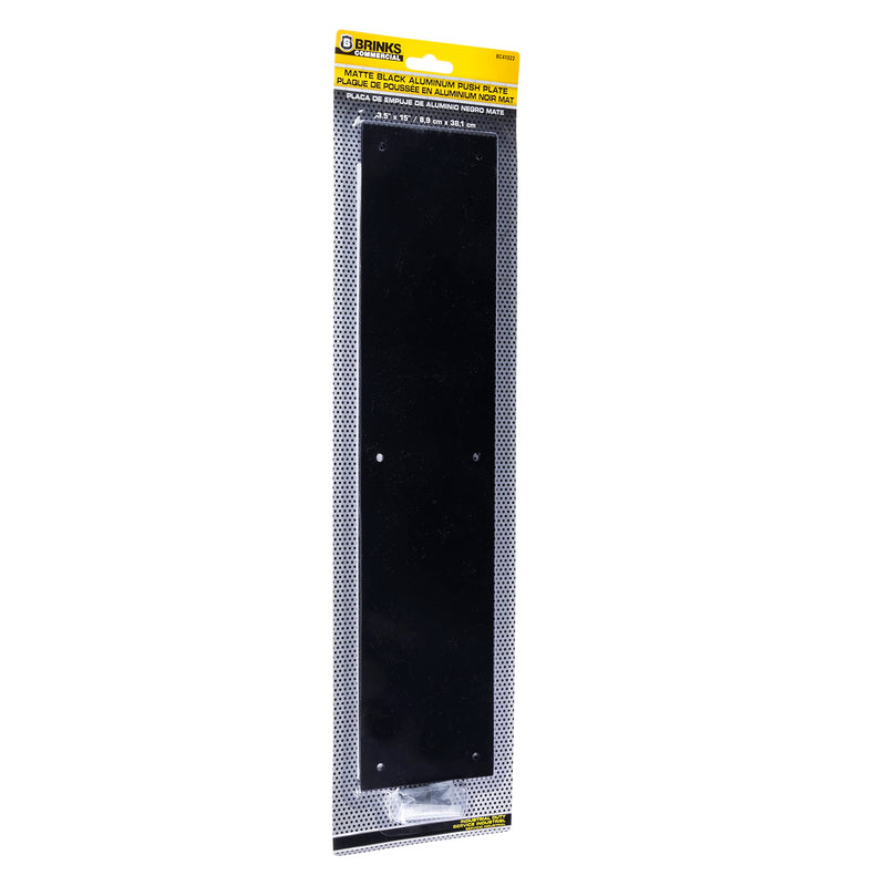 BRINKS Commercial - Commercial 15" Push Door Plate, Matte Black Finish - Rust and Corrosion Resistant Door Plate 15 Inch
