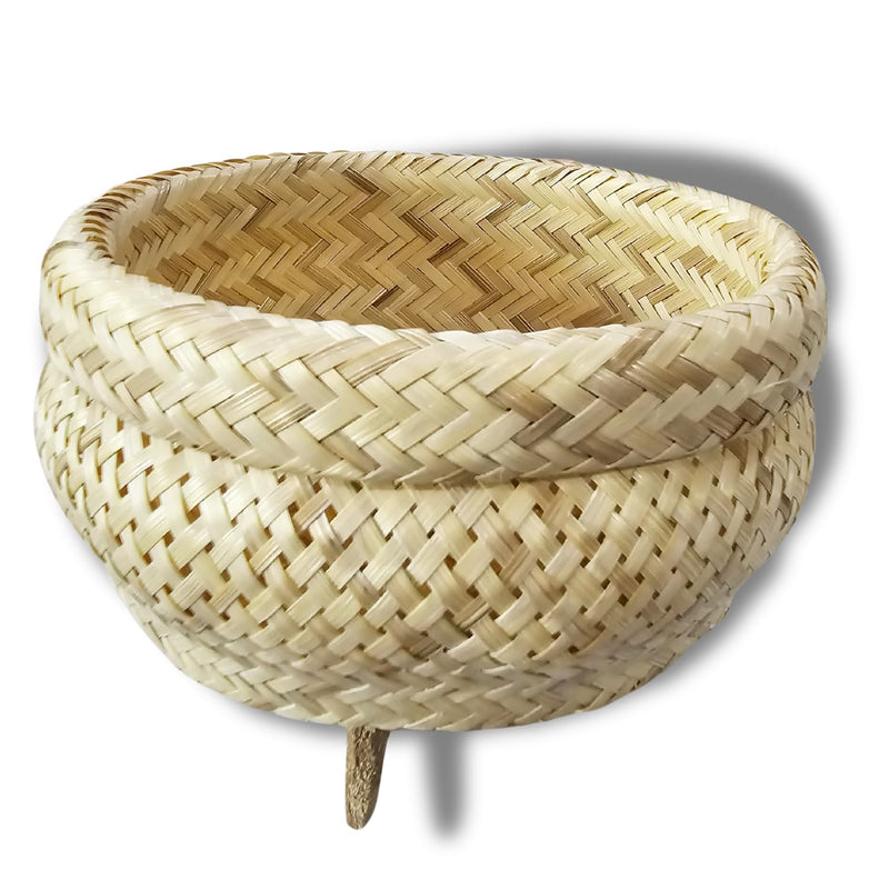 Bamboo Sticky Rice Steamer Basket with Cheesecloth – Thai Traditional Rice Cooker for Electric Pot | Food-Safe Handwoven Basket 6” Diameter – Includes 2 Filter Cloths |