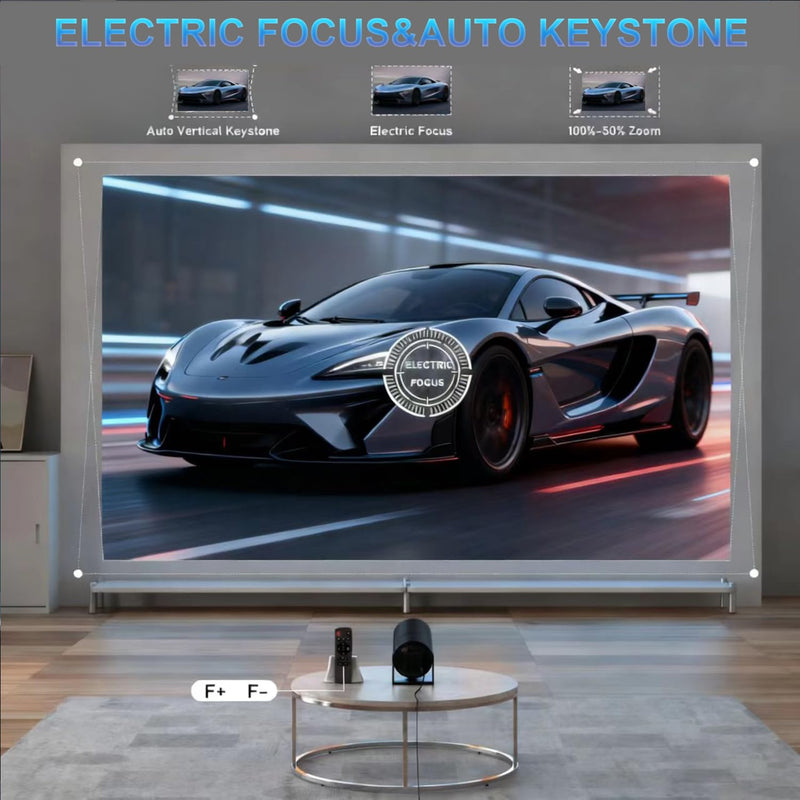 Smart Projector, Mini Projector 4K with WiFi and Bluetooth, Portable Projector with WiFi 6 & 5G, 180° Rotation, Auto Keystone, 35"-130" Display, Home Theater Video Projector