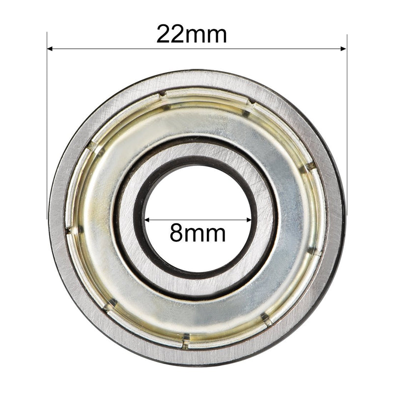 uxcell 608ZZ Deep Groove Ball Bearing Double Shield 8mm x 22mm x 7mm High Carbon Steel Z1 Bearings 2pcs 8mmx22mmx7mm
