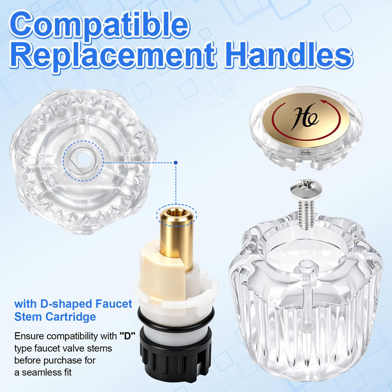 4 Pack Clear Acrylic Faucet Handle and RP25513 Cartridge Stem Repair Kit 4