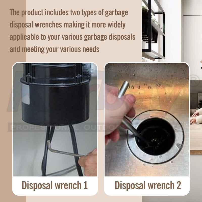 Garbage Disposer Unjamming Wrench/WRN-00 Garbage Disposal Wrench Tool - Compatible with All Waste King and SinkErator/Moen garbage disposals, Designed to Dislodge Jams or Clutter from above the Sink