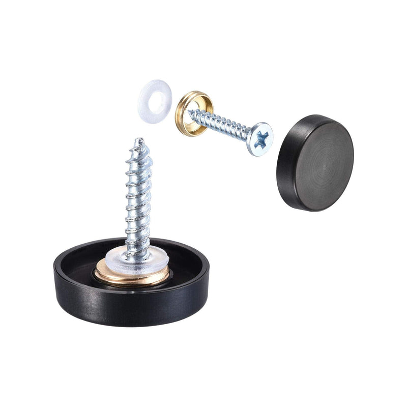uxcell Mirror Screws, 19mm/0.75", 20pcs Decorative Cap Fasteners Cover Nails, Wire Drawing, Black 304 Stainless Steel