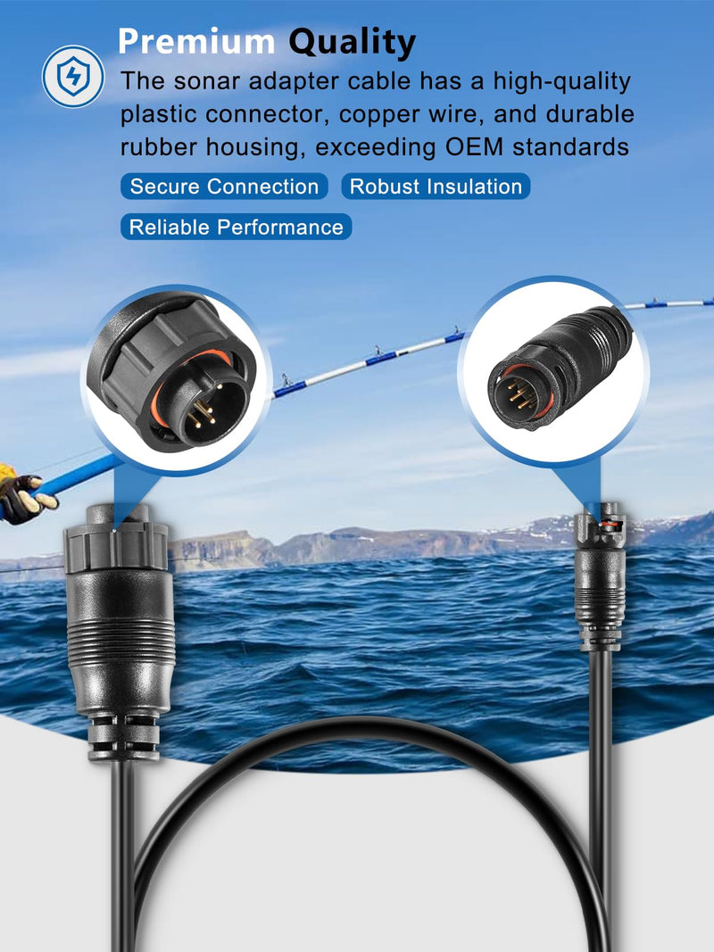 Replacement for 8M4004174 Sonar Adapter Cable - 9 Pin HD+, Compatible with Lowrance HDS Carbon/Live, Elite Ti, Ti2, FS Units with Black 9-Pin Xsonic Transducer Port