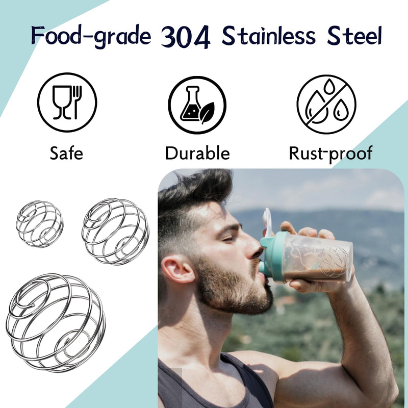 Shaker Balls, 6PCS 304 Stainless Steel Mixing Balls for Protein Shakes Formula, Blending Balls for Mixer Bottles
