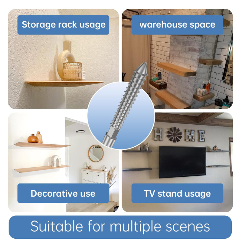 Duoduolaili-Floating Shelf Invisible Support Bracket (12 pcs) - Silver Hidden Brackets for Floating Wood Shelves–Blind Shelf Supports-Great Invisible Support for Thin Shelf–Shelving Mounting Hardware Floating Shelf 12pcs