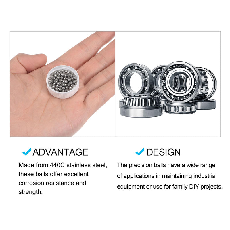 METALLIXITY Precision Balls G25 1/8" 100pcs, 440C Stainless Steel Bearing Balls Beads - for Industry Kit, Machinery, Automotive, and DIY 1/8 Inch 100