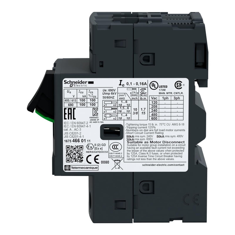 Schneider GV2ME21 Manual Starter, 17-23A, 3P, 600VAC