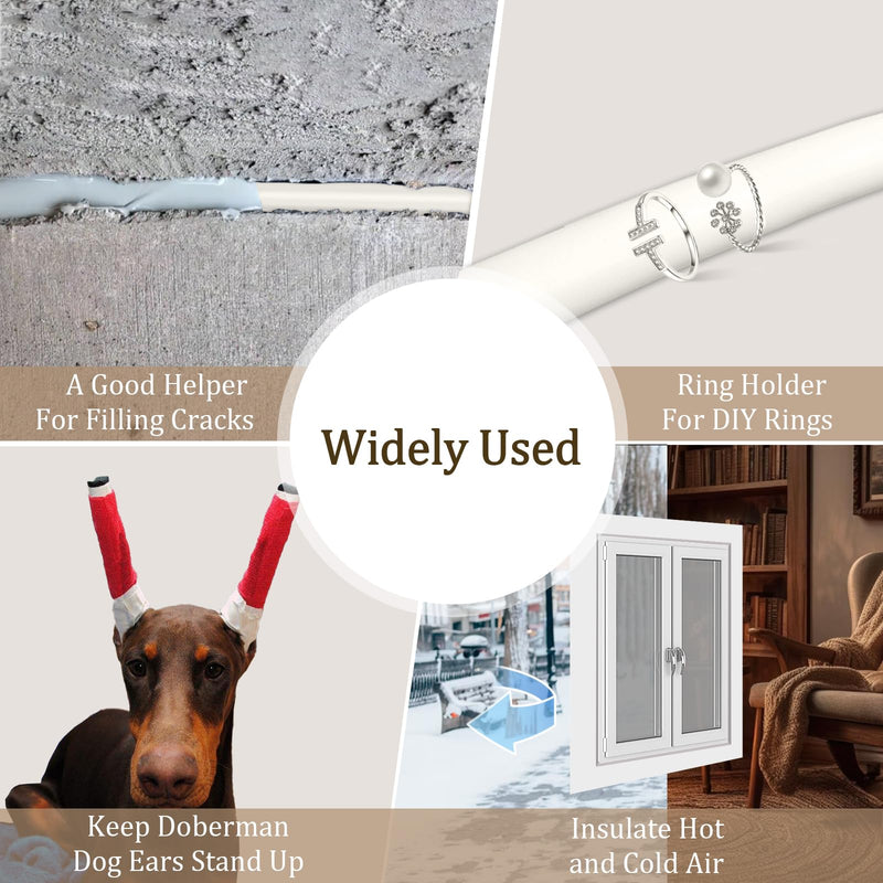 Storystore Backer Rod, 1/4" Diameter x 16.4' Length White EPDM Rubber Caulk Saver for Gaps and Weather Stripping Door Seal, Concrete Expansion Joint Filler
