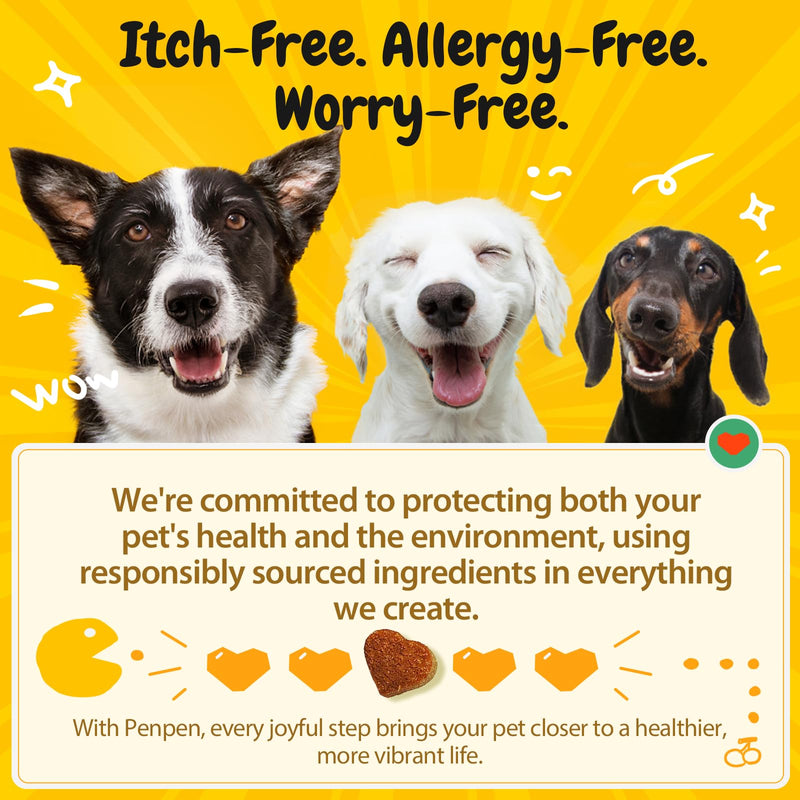 PENPEN Dog Allergy Relief Chews, Dog Itching Skin Relief, Omega 3 for Dogs Itch Supplement, Relieve Seasonal Allergy, Provide Immune Support (Peanut Butter Chews, 180ct) 180 Chews